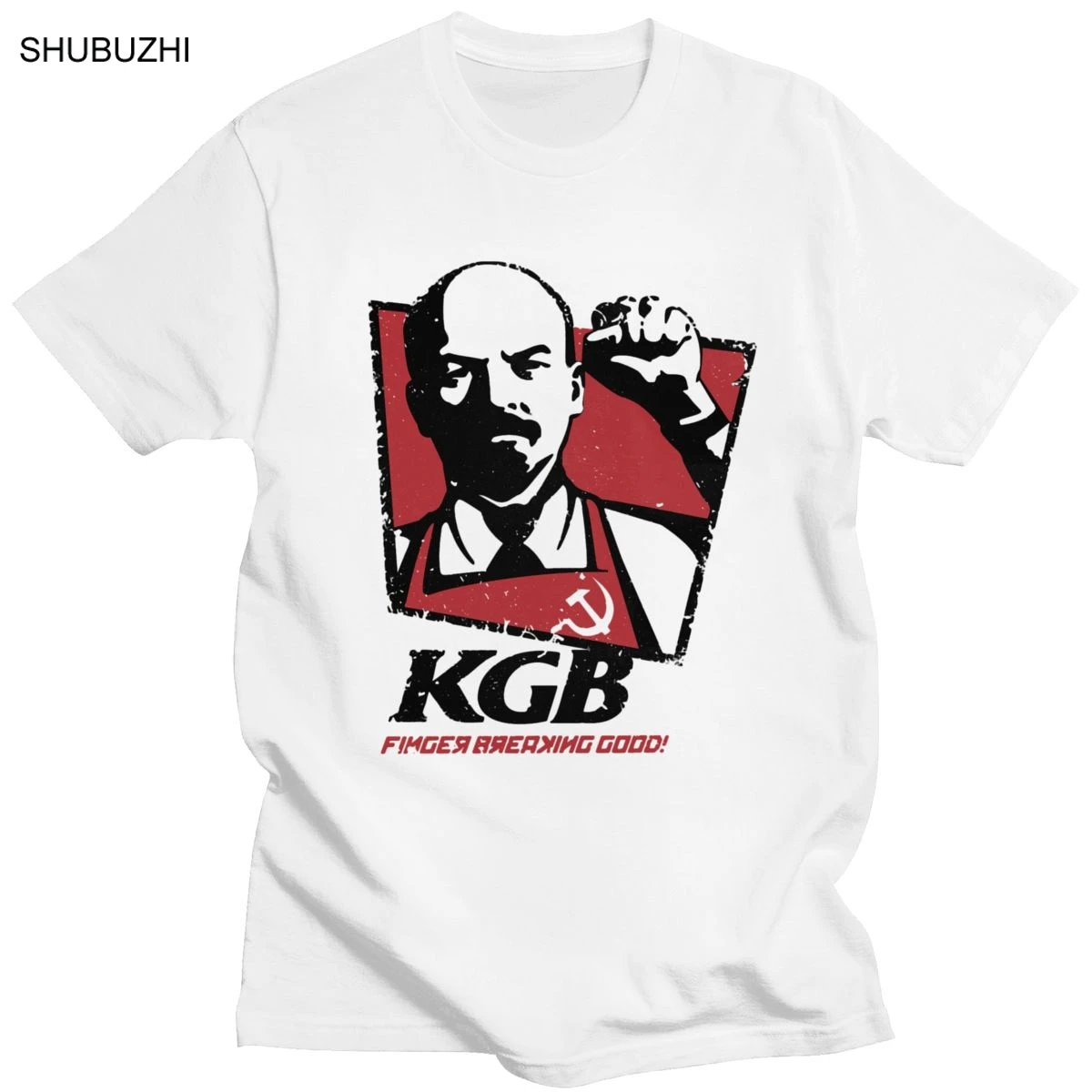 تي شيرت كلاسيكي KGB فلاديمير لينين تي شيرت رجالي قطن نقي حضري بأكمام قصيرة الاتحاد السوفياتي روسيا الشيوعية الماركسية الاشتراكية تي شيرت