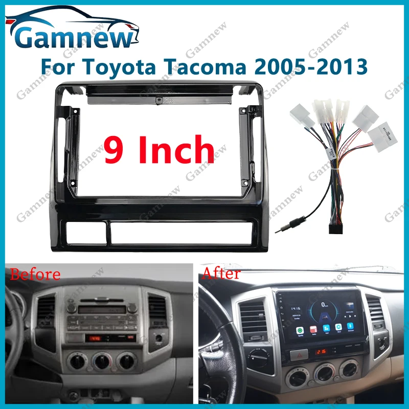 

9 Inch Car Frame Cable Fascia Adapter For Toyota Tacoma 2005-2013 Android Radio Dash Fitting Panel Kit
