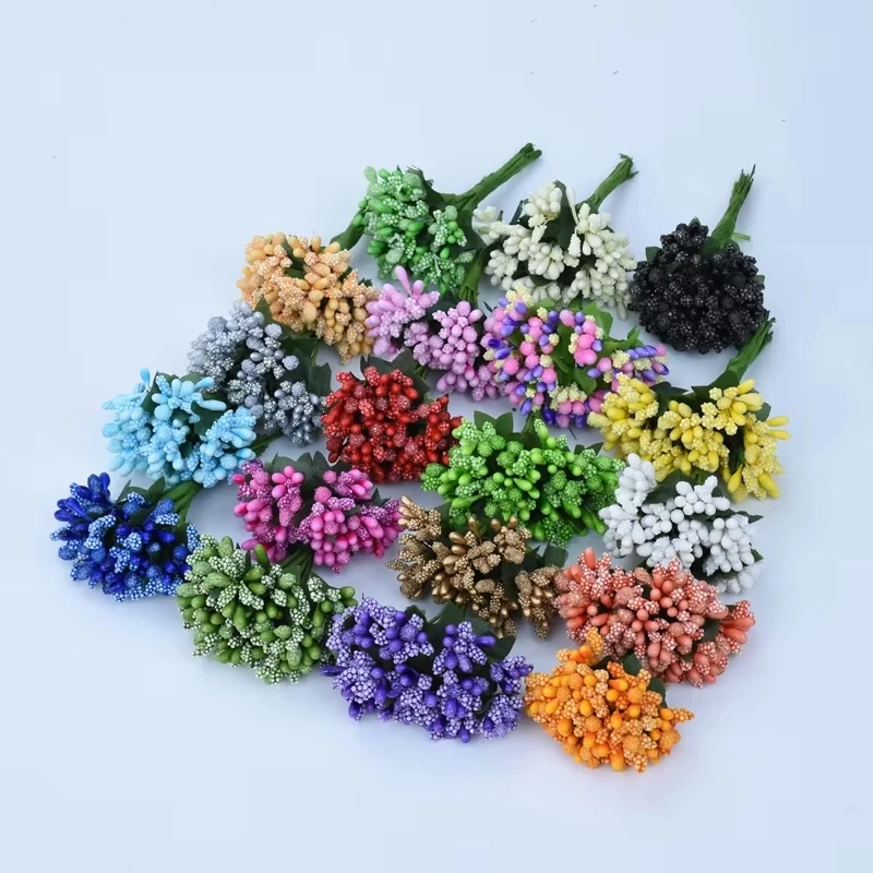 12 Teile/paket Künstliche Blumen Staubblatt Handgemachte Hochzeit Decor Diy Kranz Handarbeiten Geschenke Boxen Sammelalbum Gefälschte Blumen Ornamente