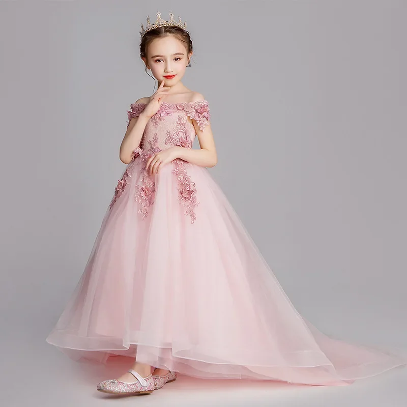 Short Long Evening Girl Children Dresses for Elegant Party Girls Dresses 2 to 8 Years Summer Dress Girls\' Concert Dress Baby Kid