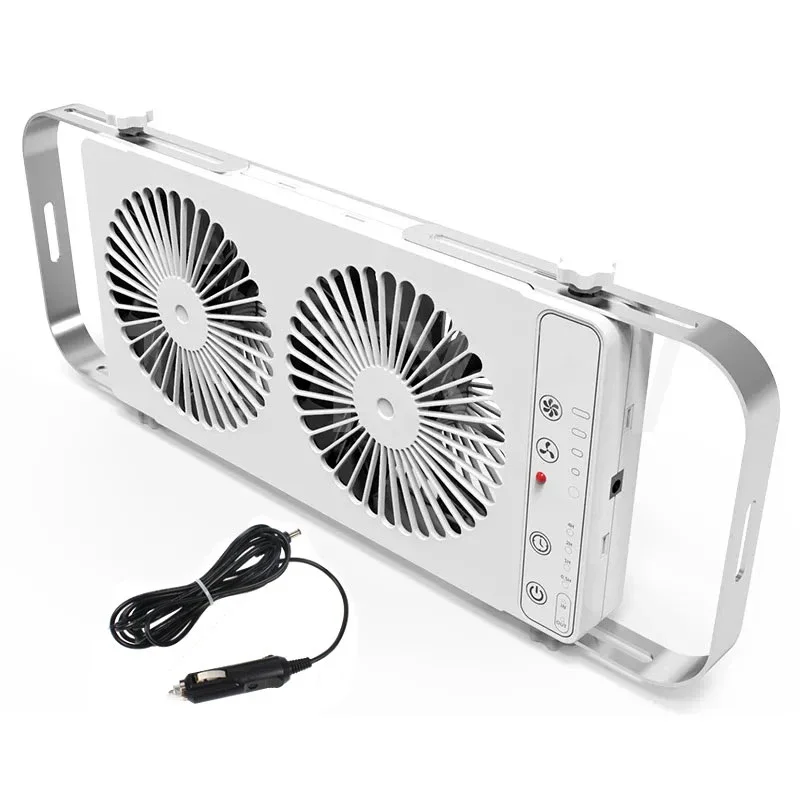 RV 12V Movable Portable Silent Car Window Fan Ventilation With Double Reversible Window Exhaust Fan For Caravan