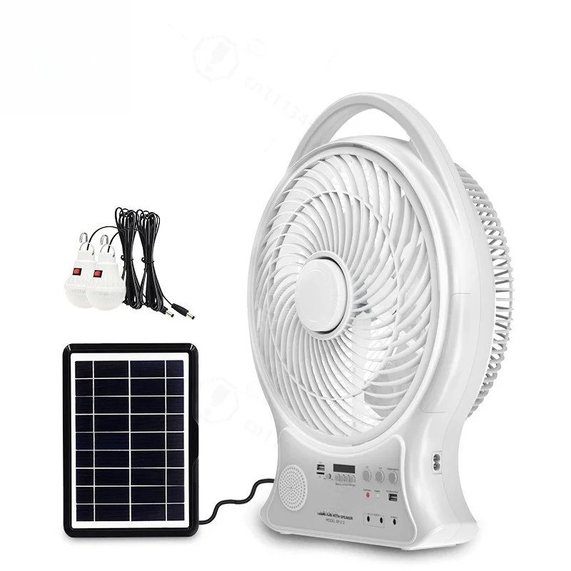 5 In 1 Solar Camping Fan Large Circulation Airflow Portable Solar USB Speaker Fan For Outdoor Travel Picnic
