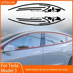 Car Window Frame Sticker for Tesla Model 3 Exterior Decoration Accessories PVC Door Handle Black Protector Trim Strips 2017-2020