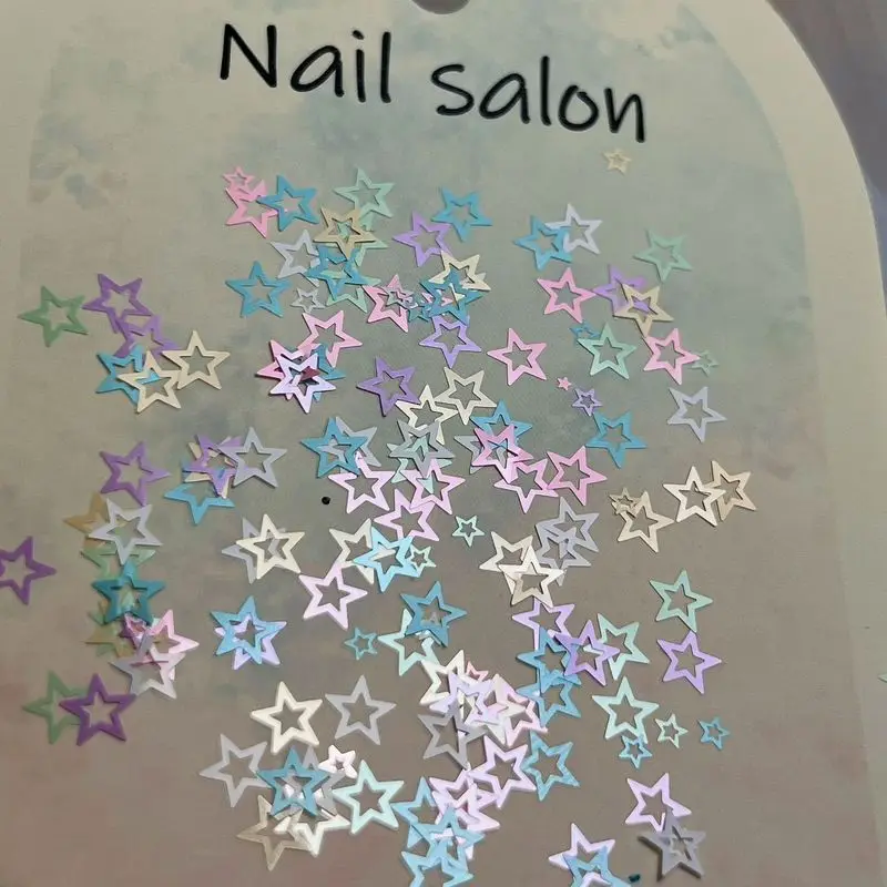 LYLE Hollow Colorful Star Glitter Sequins Macaron Five Pointed Star Shiny Flakes Nail Art Decoration Charm Mix Assorted Bulk Set