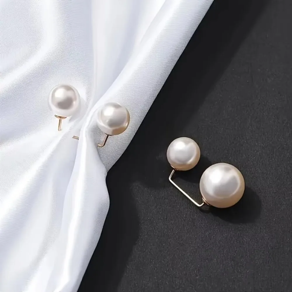 6Pcs Clothing Accessories Pearl Brooch Detachable Double Head Pin Waist Clip Jewelry Accessory Convenient Tighten Waist Button