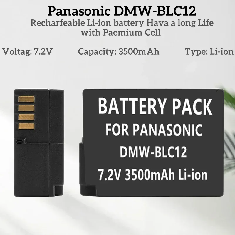 7.2V 3.5Ah Compatible with Panasonic DMW-BLC12,DMW-BLC12E,DMW-BLC12PP and Panasonic Lumix DMC-G85,DMC-FZ200,DMC-FZ1000Battery