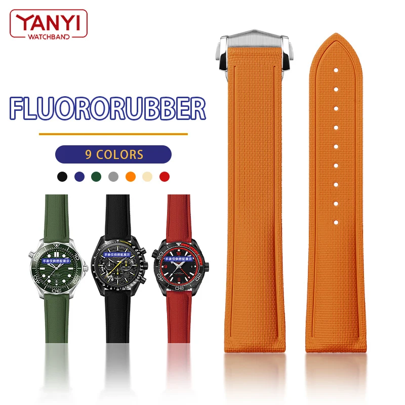Premium Grade Soft FKM Rubber Watch Strap Universal Quick Release Flat End 20mm 21mm 22mm Perfect Fit for Watches band