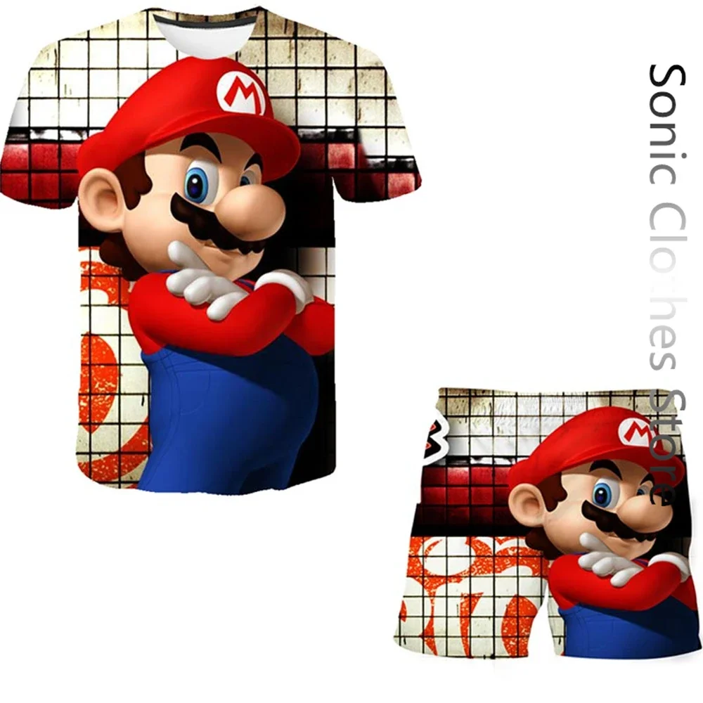 Children's Clothing Sets Cosplay Super Marios T-shirts Shorts 2 Pcs Suits Kids Boys Girls Tops Tee Marios Bros T-shirt Pants Set