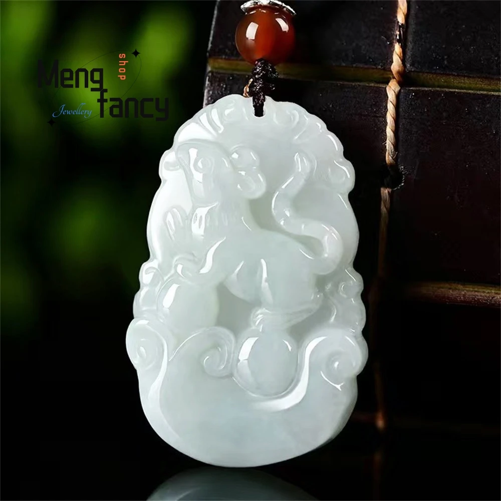 

Burmese A-grade Natural Jadeite Zodiac Jade Pendant National Style High-grade Fashion Jewelry Best Selling Couple Holiday Gifts