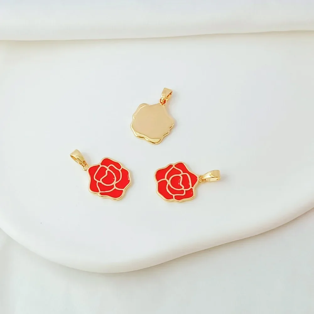 14K مطلية بالذهب سلسلة احتفالية النفط يقطر الخوخ القلب القرع عملة OT قلادة ، قلادة يدوية الصنع