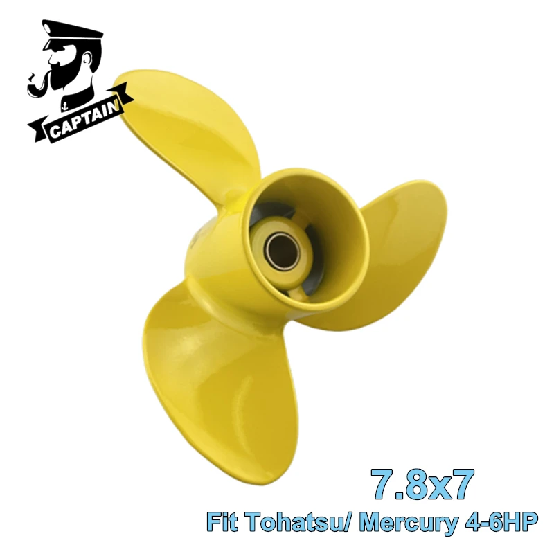 Captain Boat Propeller Outboard Propeller 7.8x7 fit Tohatsu Mercury Marine Engine 4 5 6HP Aluminum 3 blade 3R1B64514-2