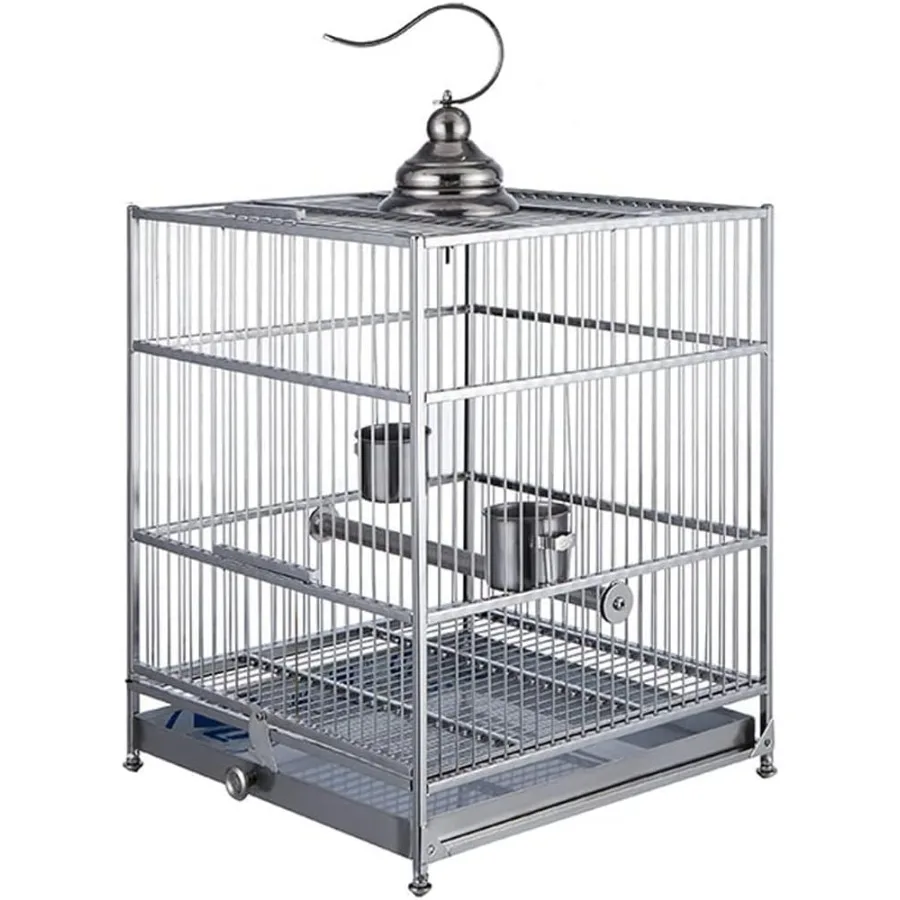 

Original Bird Cage Flight Cage for Cockatiels Portable Bird Cage with Handle Bold Stainless Steel Parrot Cage Bird Travel Cage
