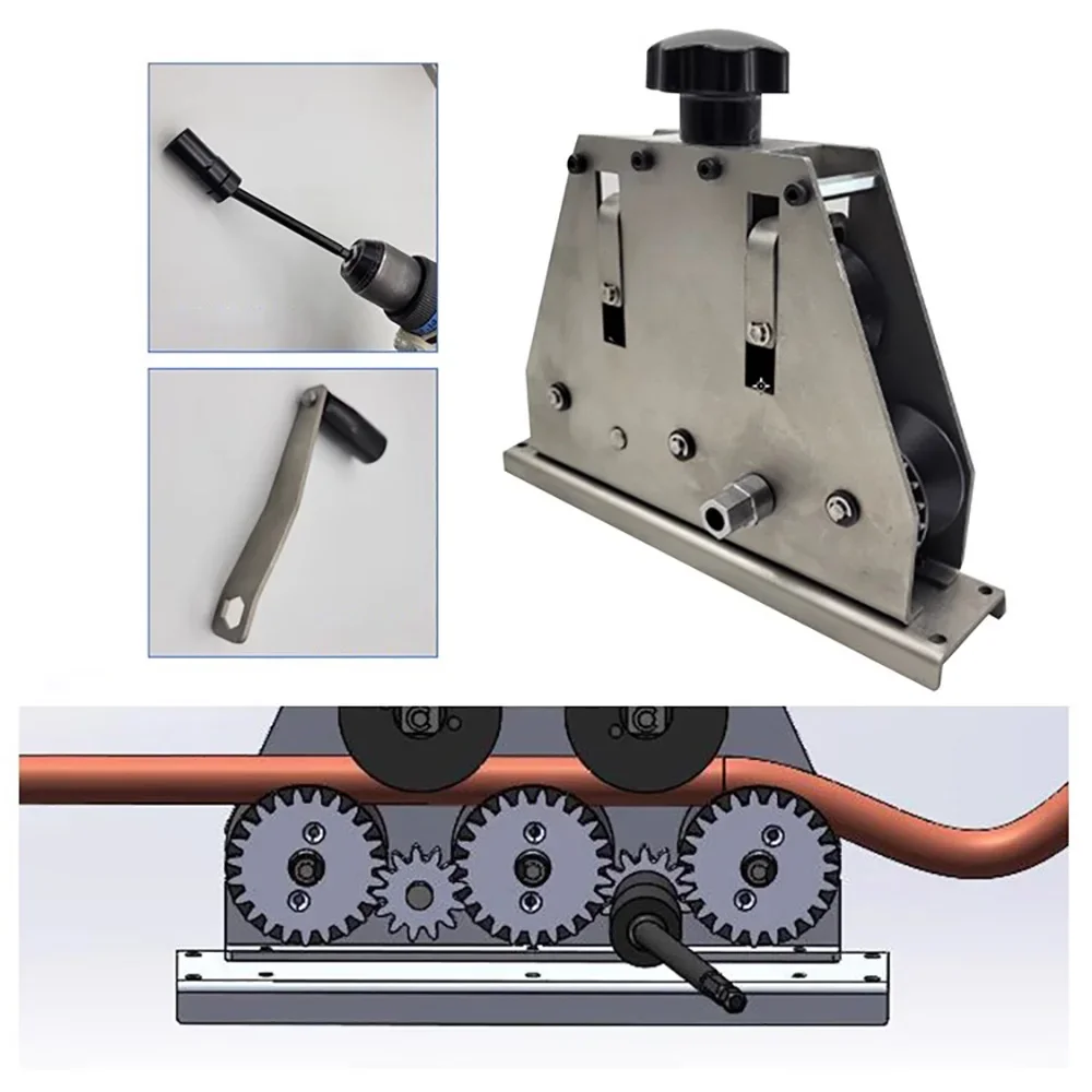 Manual Round Straightener Copper Aluminum Straightening Tool Air Conditioning Straightening Machine Bending 6~ 25mm Five Wheels