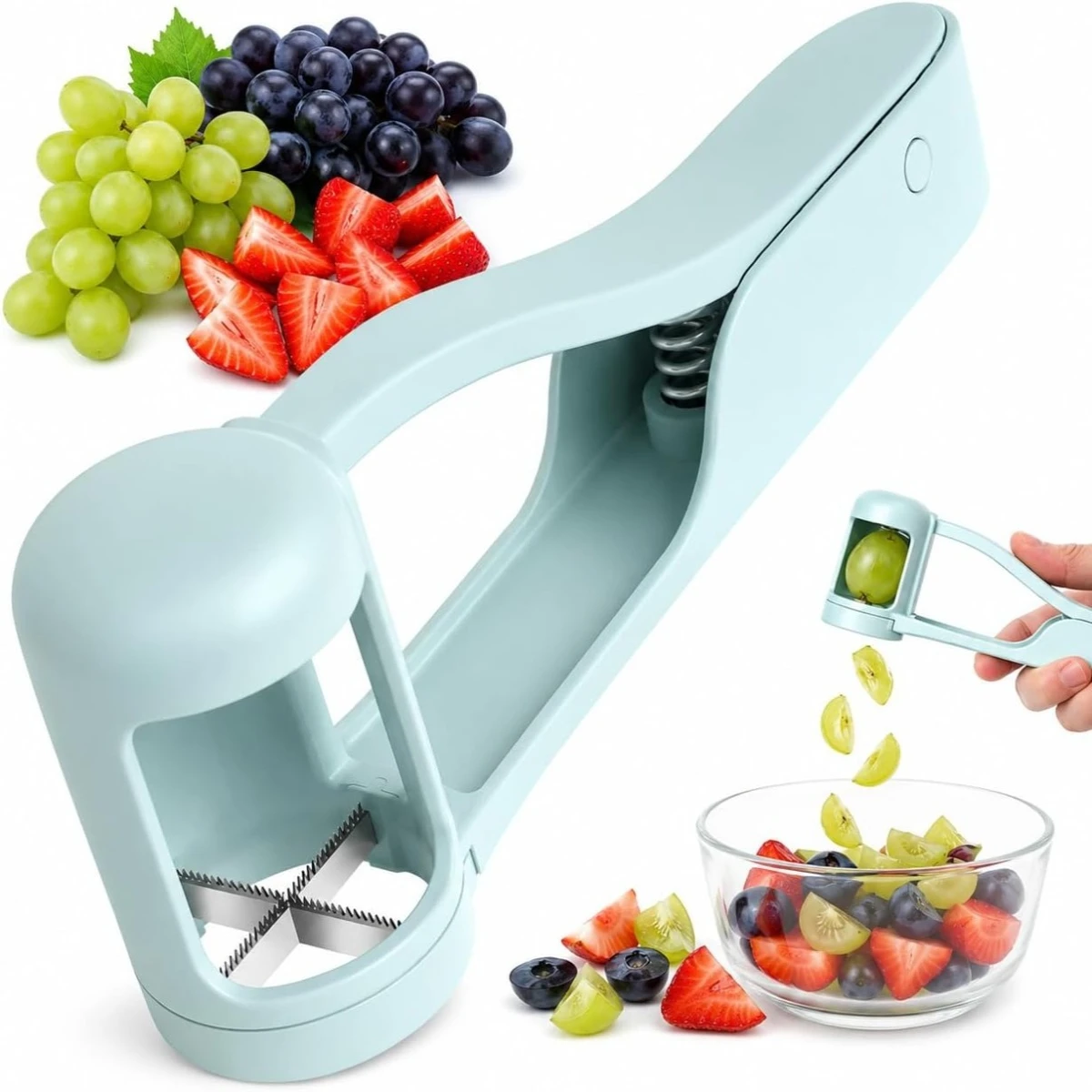 Fruit Salad Splitter Artifact Tomato Grape Cherry Slicer Cutter for Toddlers Baby Safe Small Kitchen Accessories Cutting Gadget