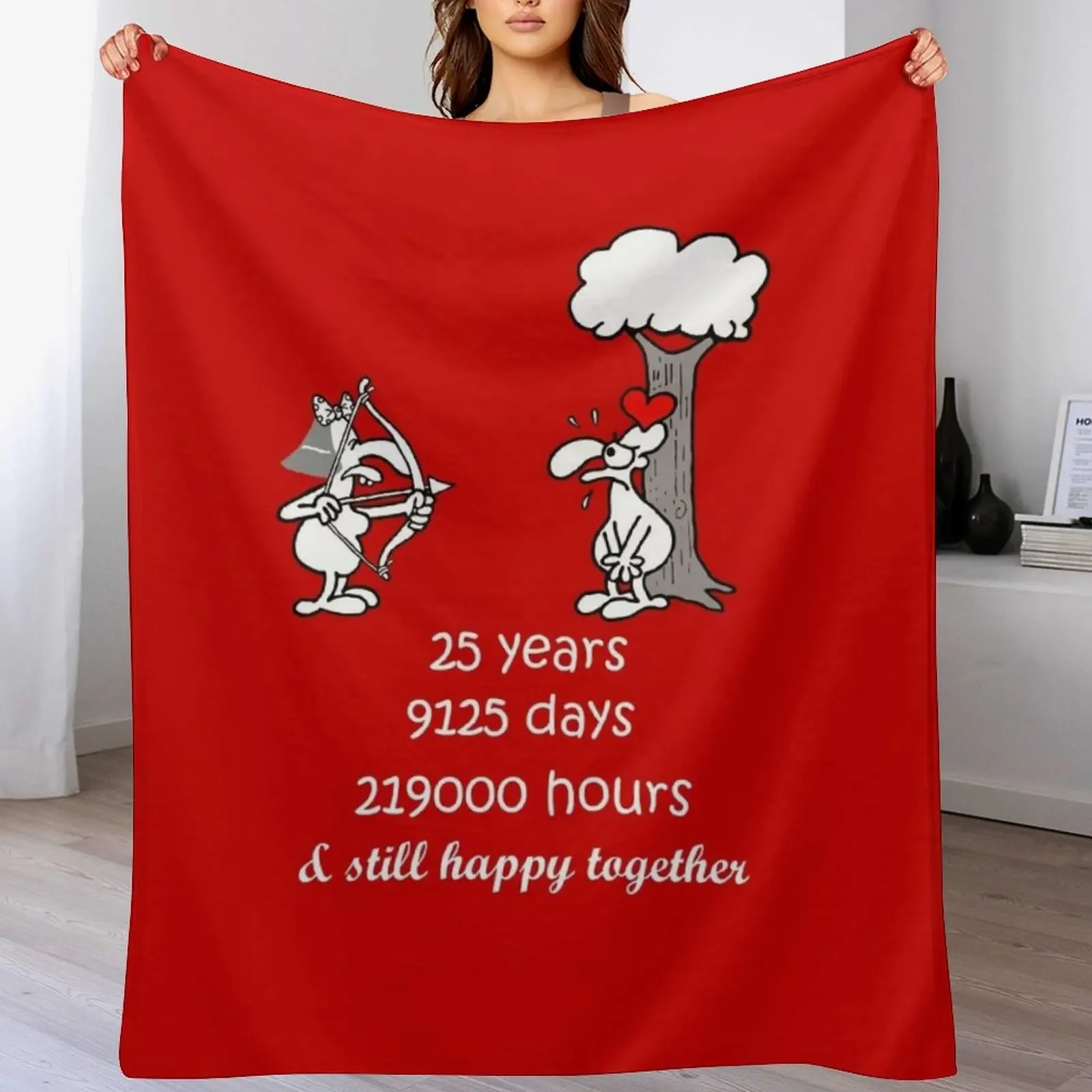 Regalo divertido para el 25.º aniversario de boda para marido y mujer, 25 años juntos, 25.º año de matrimonio, manta humorística a juego para parejas