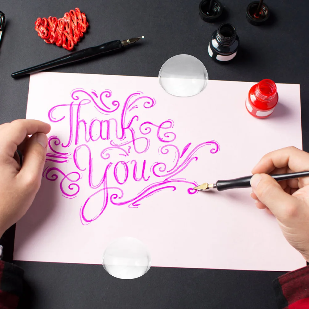 

2Pcs Glass Calligraphy Paperweight Tailor Paper Weight Block Dome Shape for Sewing Quilting Painting Writing Desk