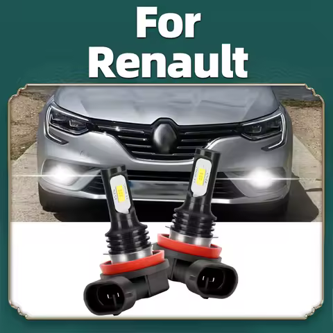 2x For Renault Megane 2 3 4 2003-2018 Twingo 2 3 Megane CC Scenic Clio Logan LED H8 H11 Car Fog Light Car DRL Lamp 6000K 15000LM