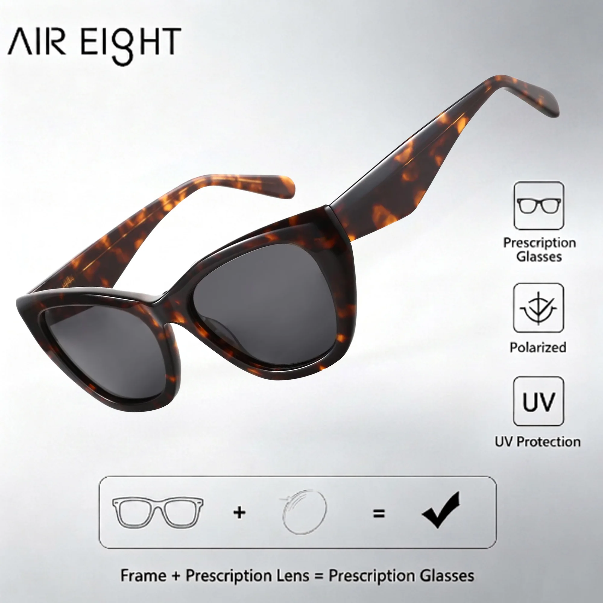 AIR EIGHT Cat Eye Acetate For Women Prescription Sunglasses Polarized UV400 Progressive Lenses Vacation Eyewear