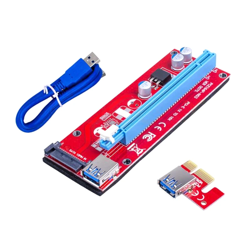 10Pcs VER007S PCI Express PCIE PCI-E Riser Card 007 007S 1X To 16X Extender USB3.0 Cable 15Pin SATA For BTC Mining Miner