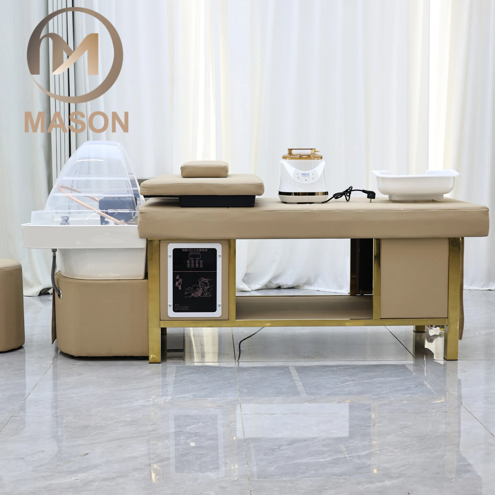 Professional Modern Salon Shampoo Bed with Ceramic Hair Washing Basin & Massage Chair Fast Shipping Available