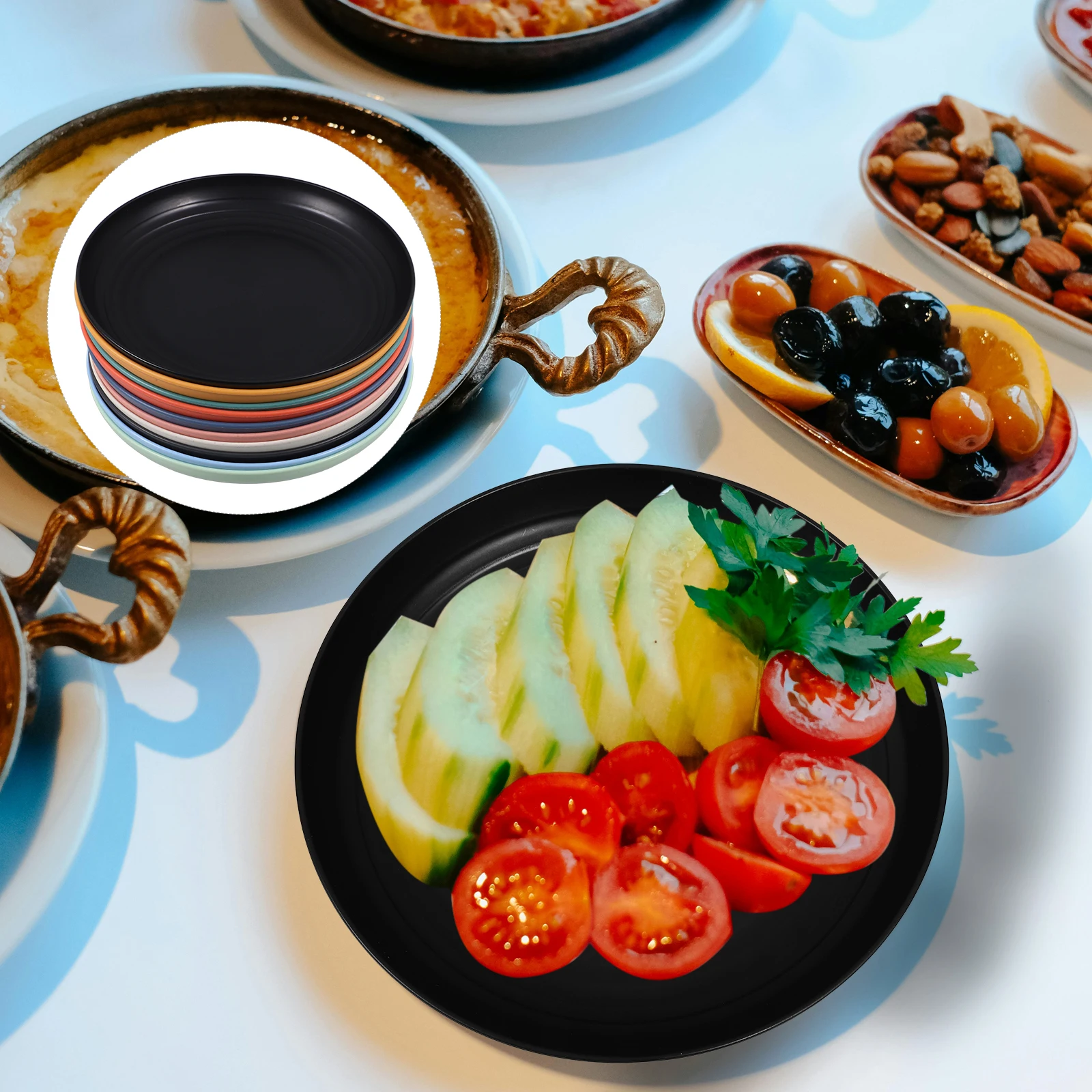 

10 Pcs PP Dinner Plates 9 Inch Reusable Unbreakable Lightweight Snack Food Picnic Home Various Colors Plastic Bowls Pasta