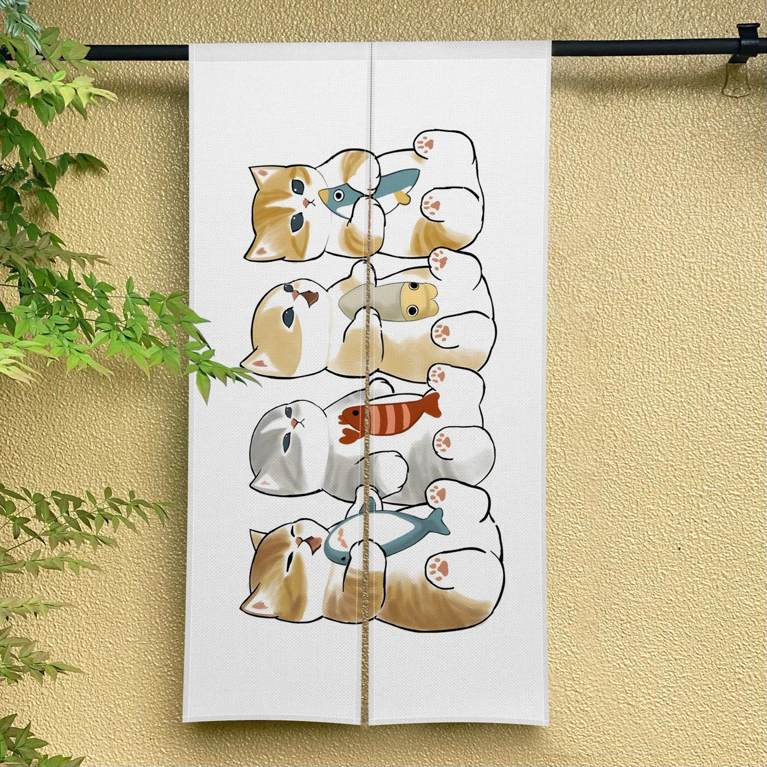 Cute Funny Cat Door Curtain Noren Room Kitchen Shoe Cabinet Partition Blocking Curtain Bedroom Entrance Decorative Half Curtains