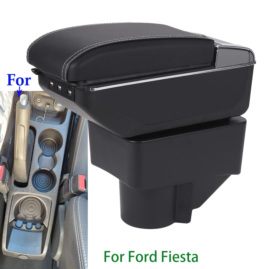 

Подлокотник для Ford Fiesta, для Ford Fiesta MK7, автомобильный подлокотник 2011-2019, контейнер для хранения, предназначенный для модернизации интерьера, автомобильные аксессуары