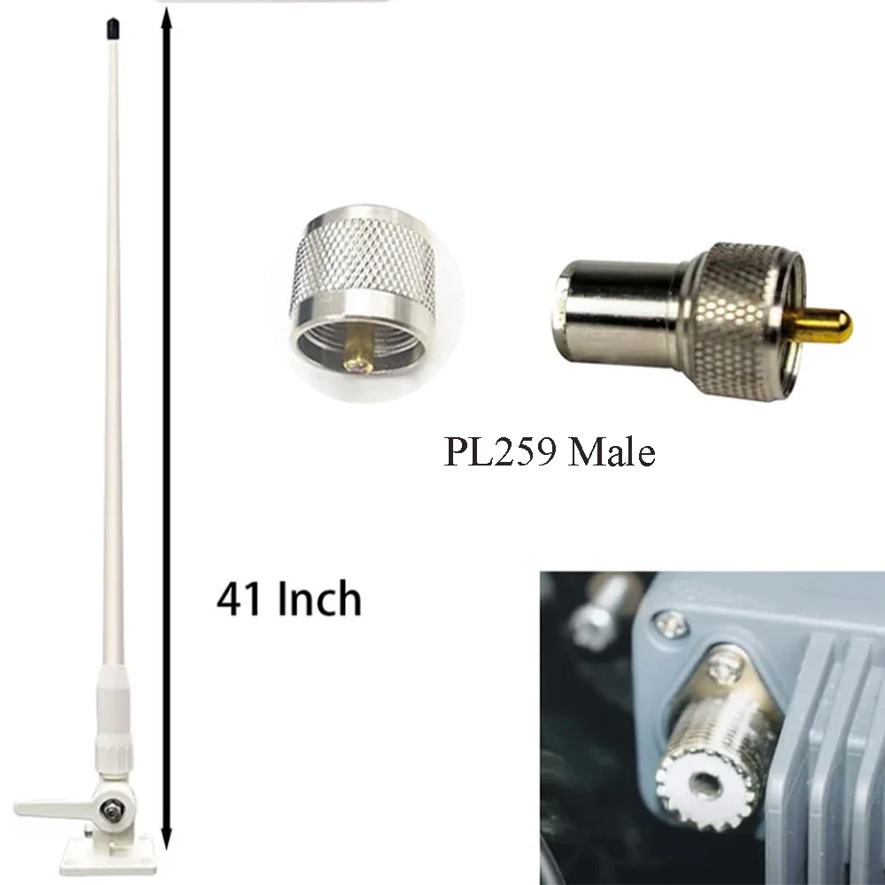 High-Performance 156-163MHz VHF Marine Antenna-156MHz Fiberglass PL259 Whip Antenna for Superior Connectivity!