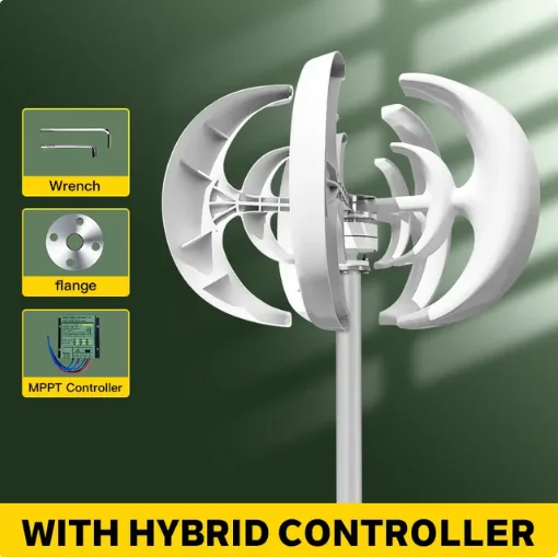 EU-levering 5000W verticale turbine 12V/24V/48V Geluidsarme huishoudelijke 220V met gratis laadcontroller