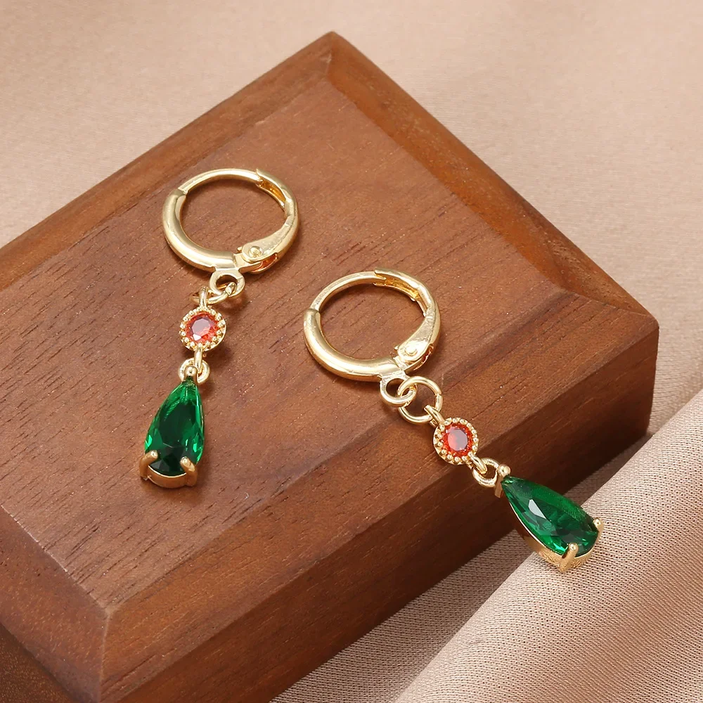 أنيمي تأثيري عواء تتحرك القلعة أقراط المرأة موضة الأخضر كريستال قطرة الماء أقراط مجوهرات الحفلات الإكسسوارات #1