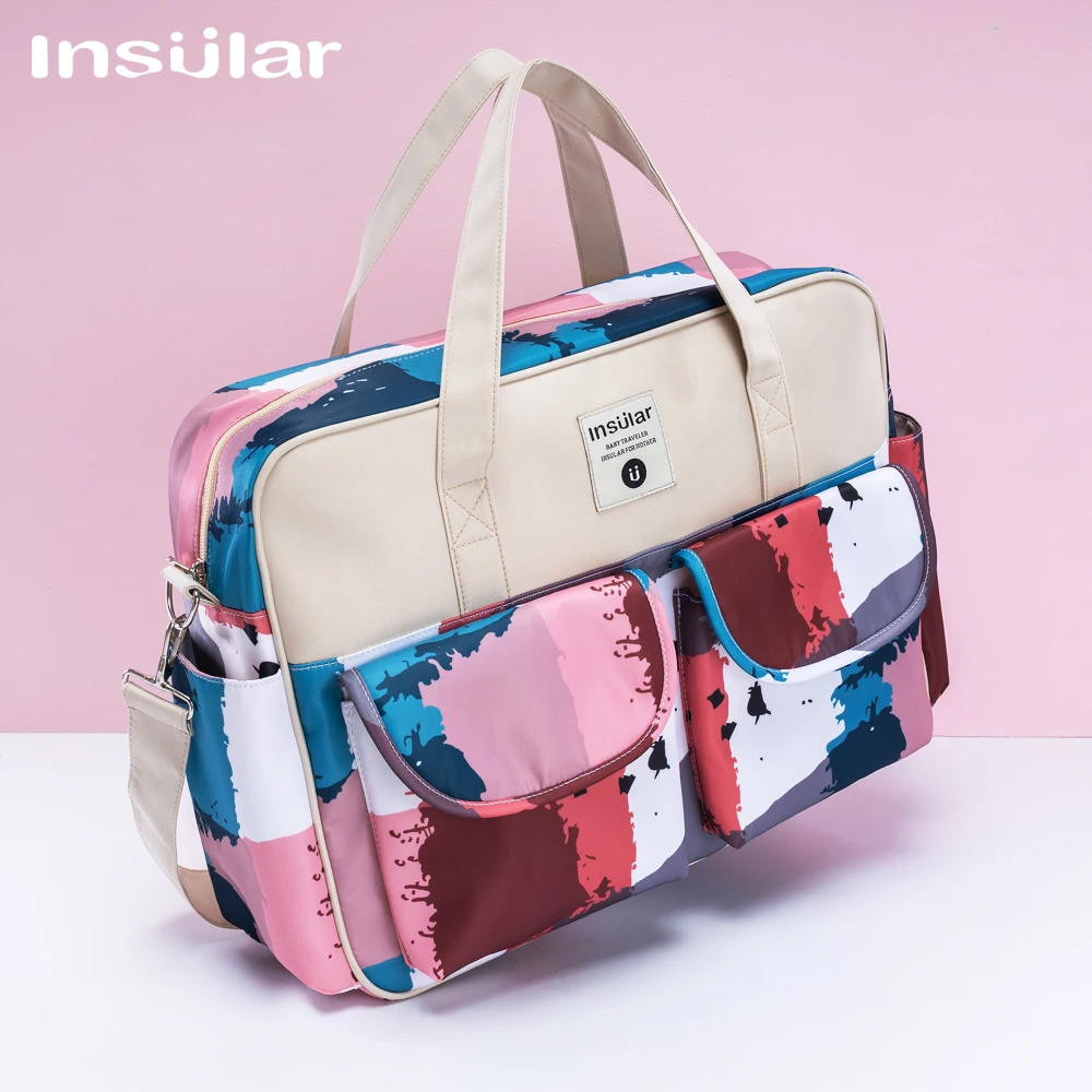 Insular Printed Diaper Bag, One Shoulder Mummy Handbag, Multi-use Women Travel Maternity Bag for Baby Nursing