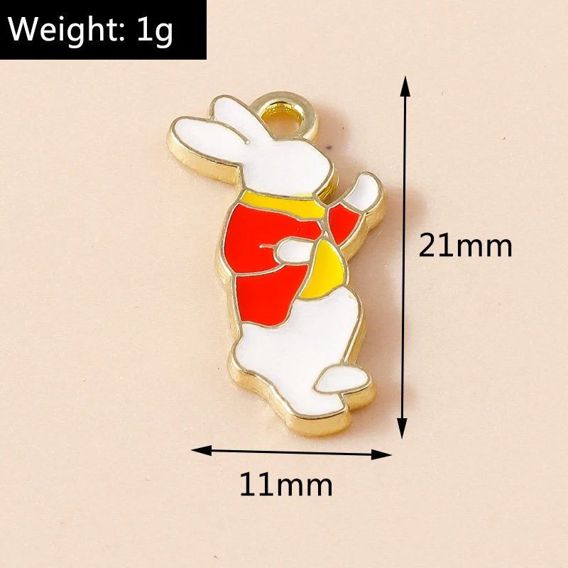 Leslie 10 Stück niedliche Häschen-Emaille-Mini-Kaninchen-Charms für DIY-Schmuckherstellung, Tier-Anhänger, Halskette, Ohrringe, Zubehör – Detail 11