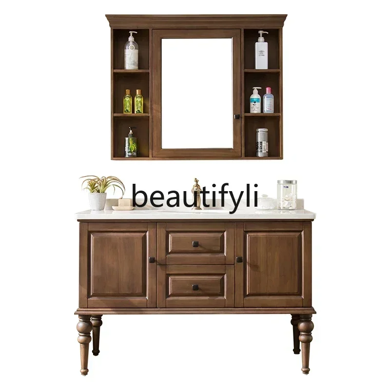 

American mirror cabinet bathroom combination floor-to-ceiling marble washbasin bathroom washbasin washbasin