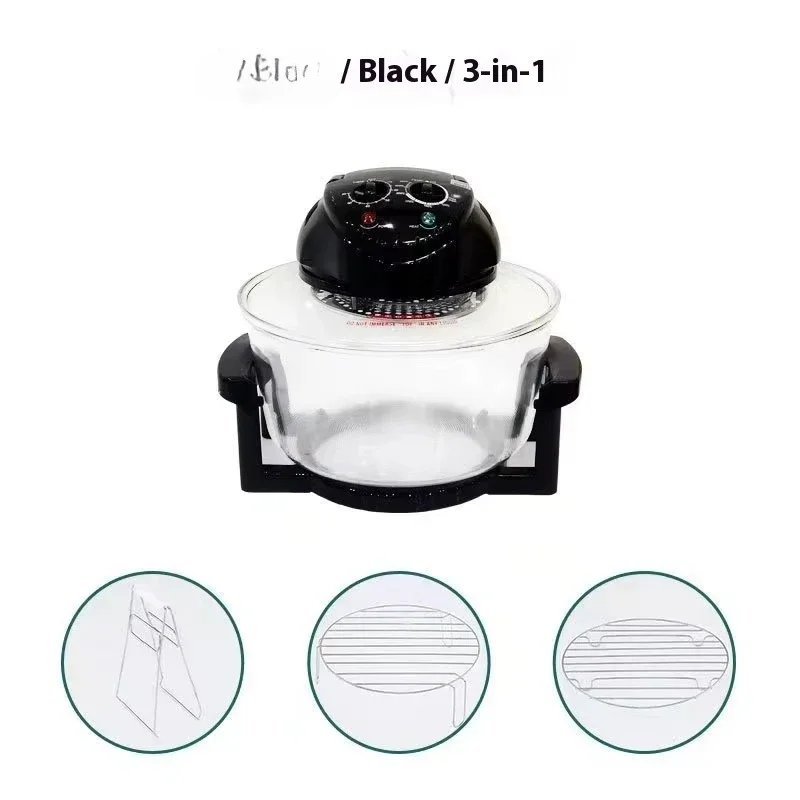 Electric fryer square non-stick glass light wave stove household visual potato chip machine