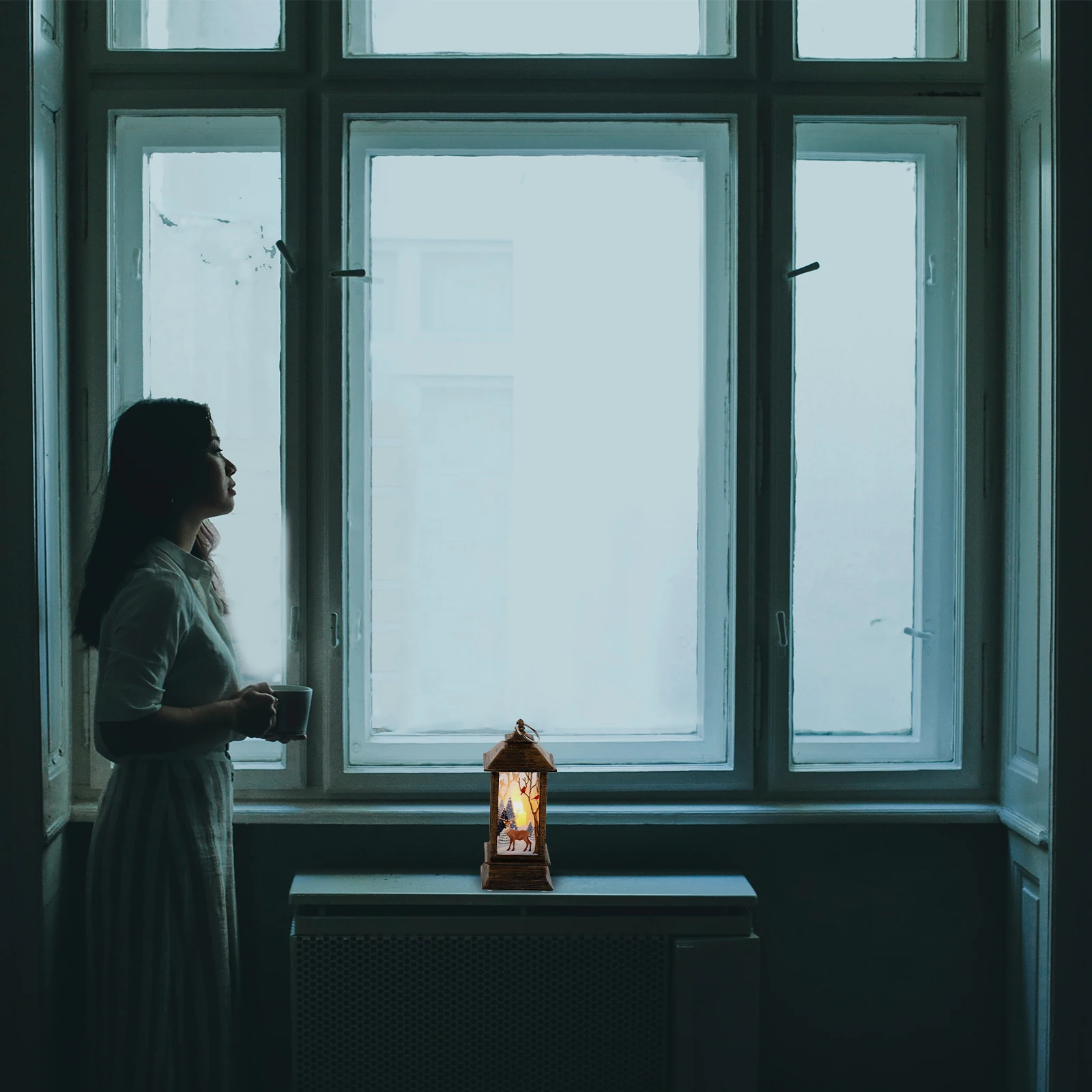 3 pçs led castiçal luz decoração de natal lâmpada natal led lanterna decorativa festa adorno parede pendurado chama