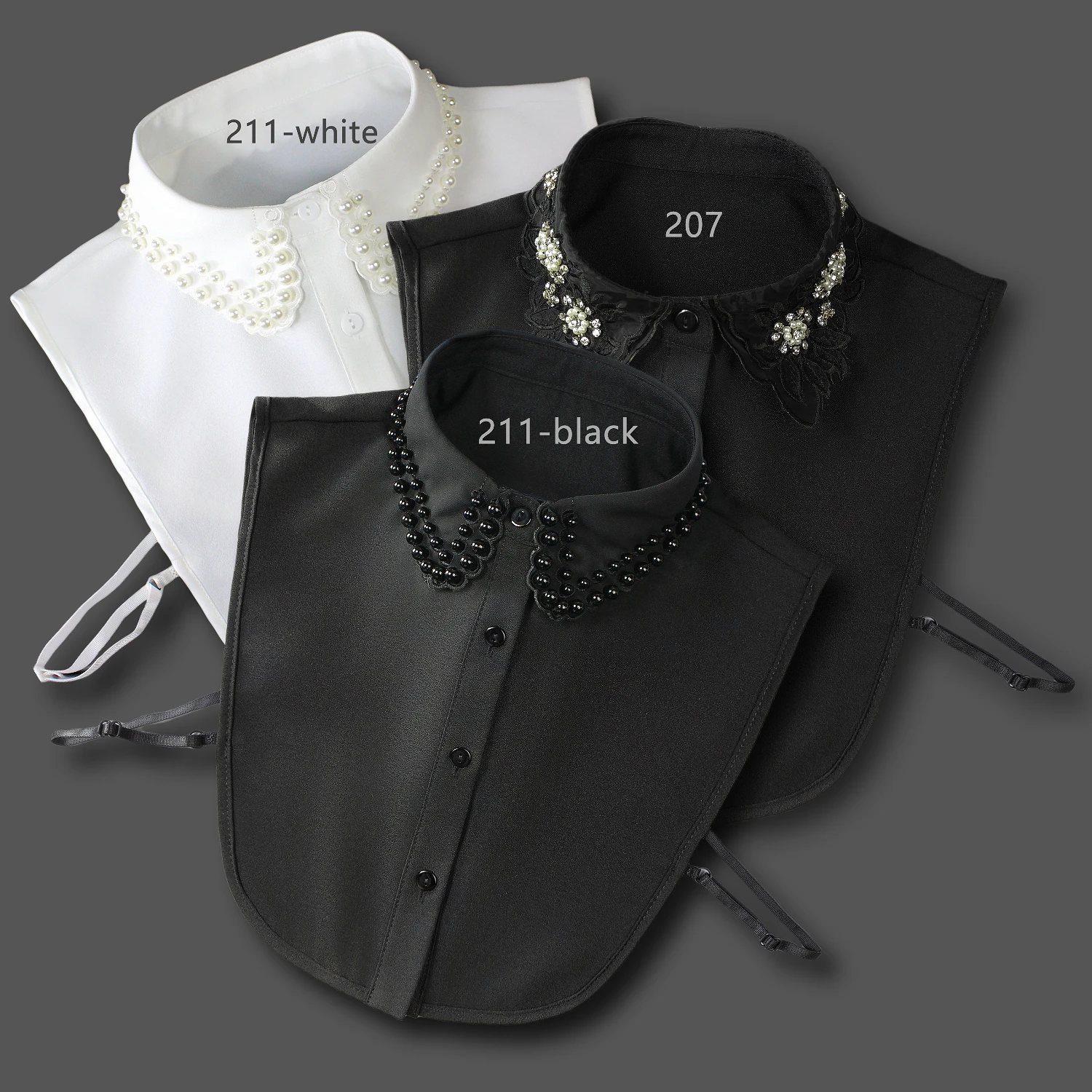 قطعة واحدة من ياقة نسائية رائعة مطرزة ومرصعة بالألماس، طراز جديد بأحجار الراين اللامعة، نصف قميص كول مزيف