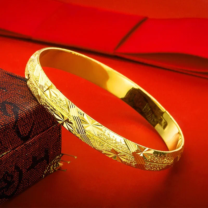 Umq 24K Vergulde Eenvoudige Gesp Armbanden Armband Voor Vrouwen Bruid Vriendin Gouden Armband Armbanden Mode Sieraden Geschenken