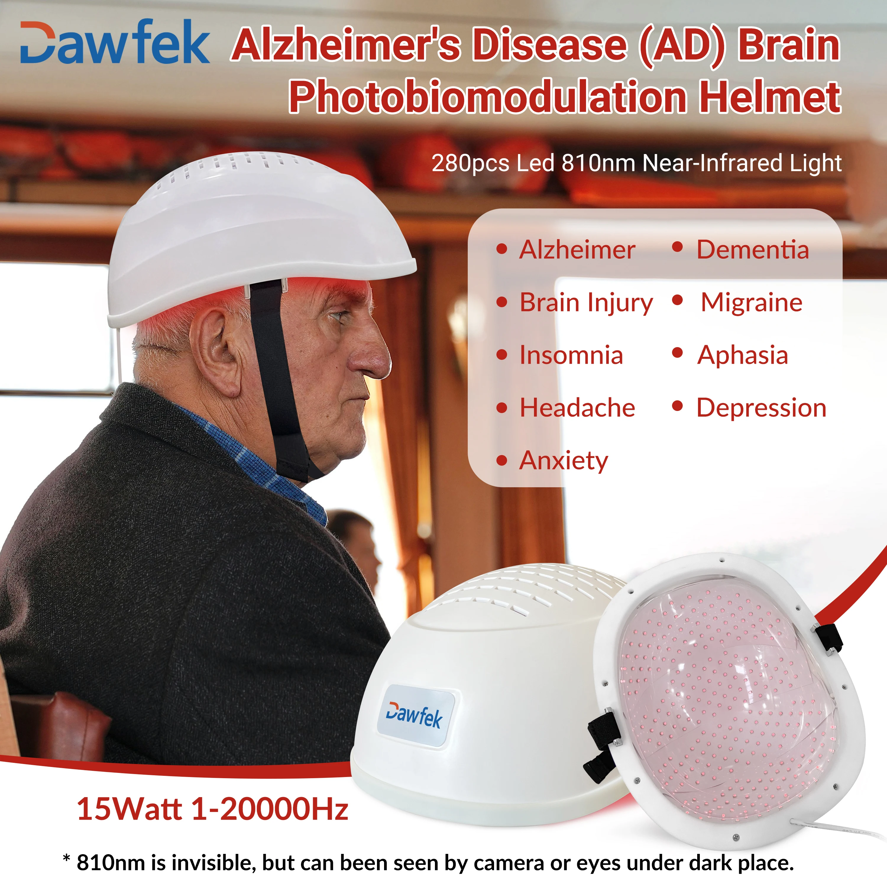 

Dawfek Photobiomodulation Therapy Helmet 810nm Alzheimer Product Promote Recovery from Traumatic Brain Injury Enhance Cognition