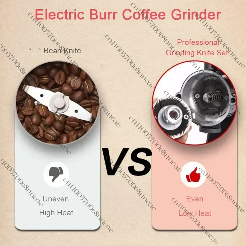 Professional Electric Coffee Grinder, 220V Burr Mill for Espresso, Drip, French Press