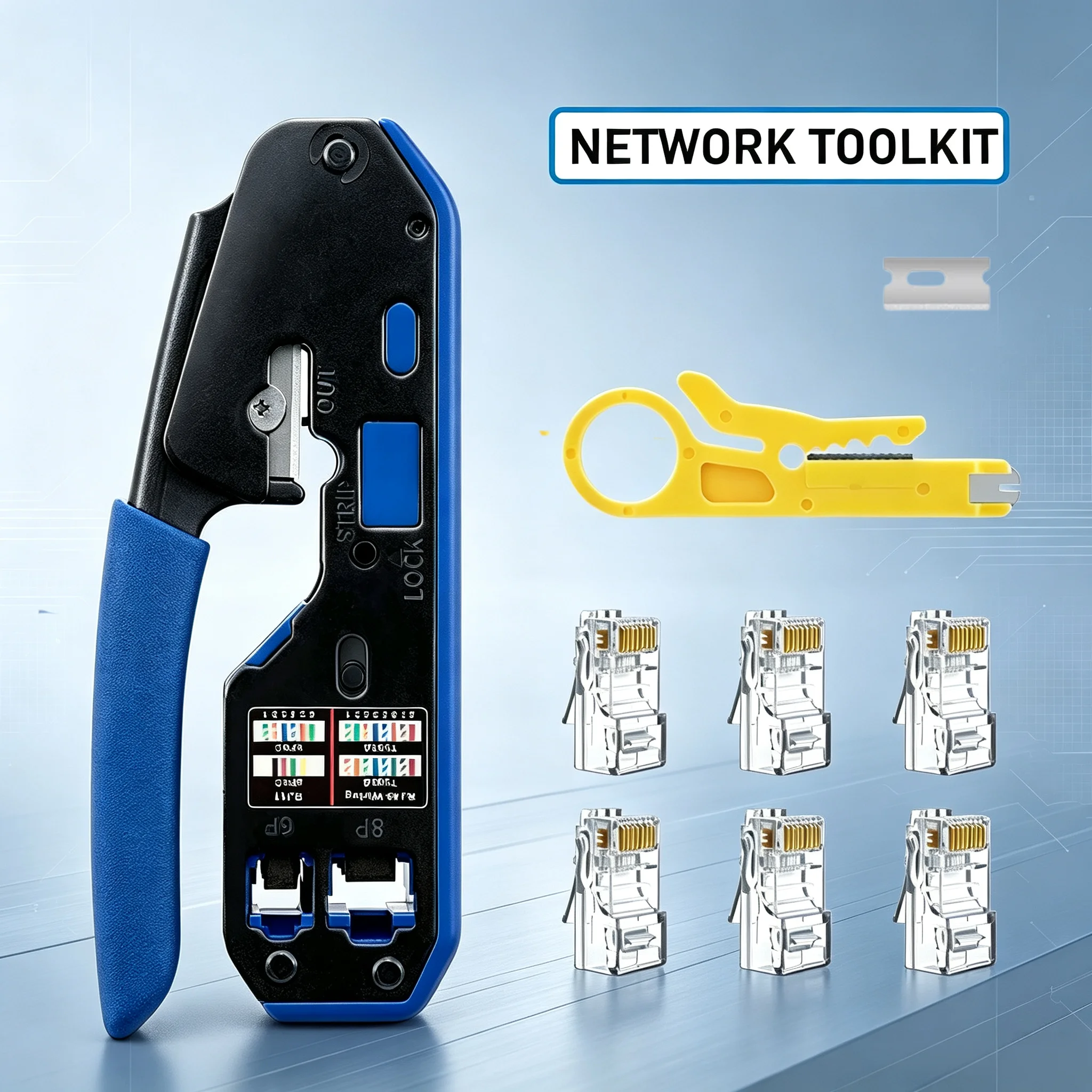 Multifunctional CRIMPER Through-Hole Wire Crimper 8P6P Dual-Use Pliers for RJ45 Punch-Down RJ45 Crystal Head