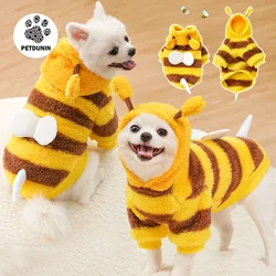 PETDUNIN DOG Bee Costume Soft Cat Holiday Cosplay Warm Clothes Pet Bee Halloween Hoodies Halloween Pet Supplies