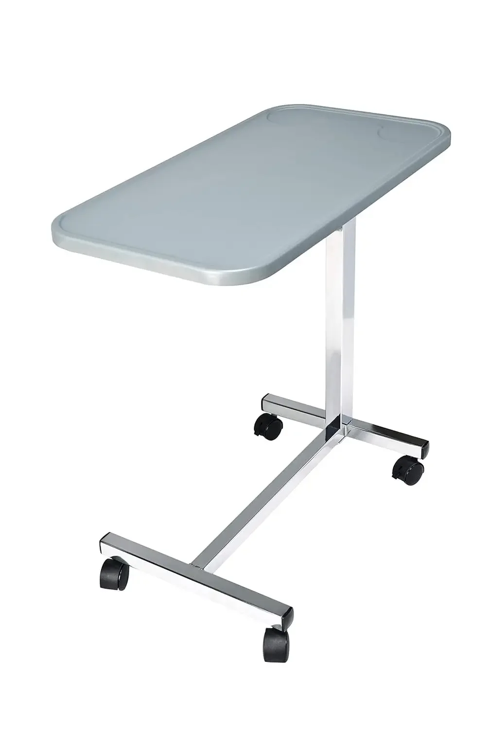 Modern Overbed Table with Wheels - 28-41" Adjustable Height for Hospital Bed & Home Bedside Use - Grey