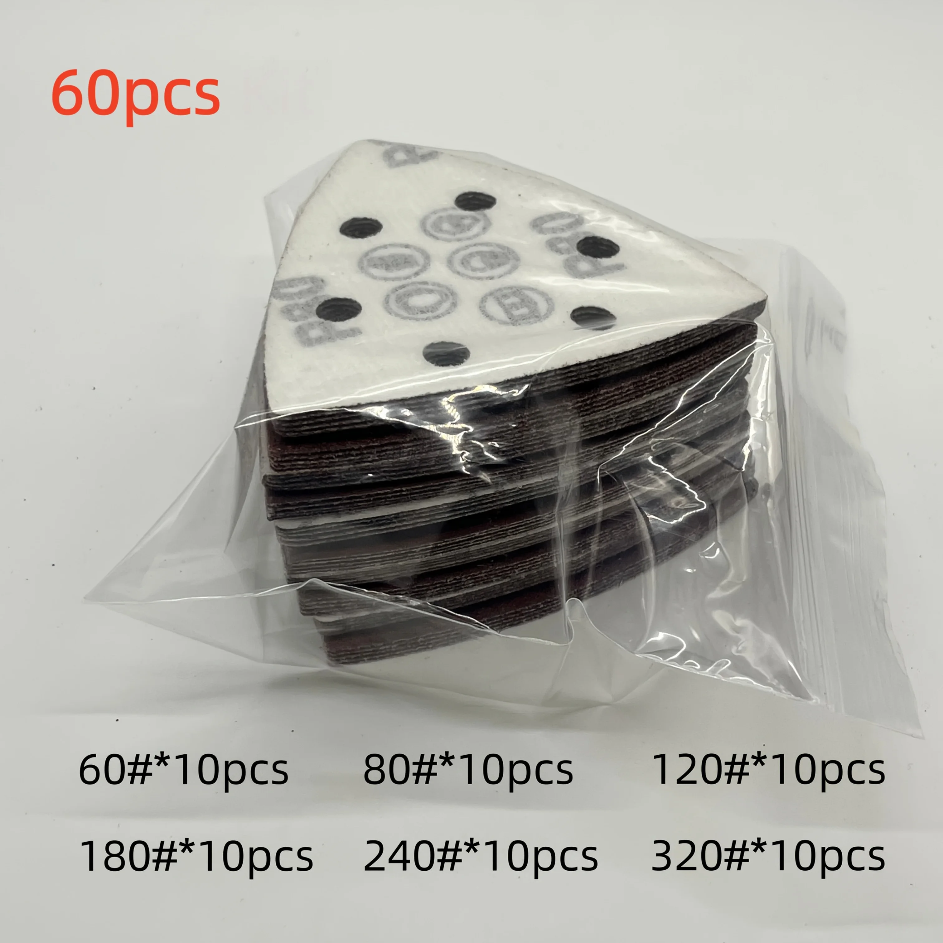 60 Stück Dreieckige Schleifpads mit Klettverschluss, Schleifpapier 60-320 Körnung, Sortiertes Set für Schleifmaschinen