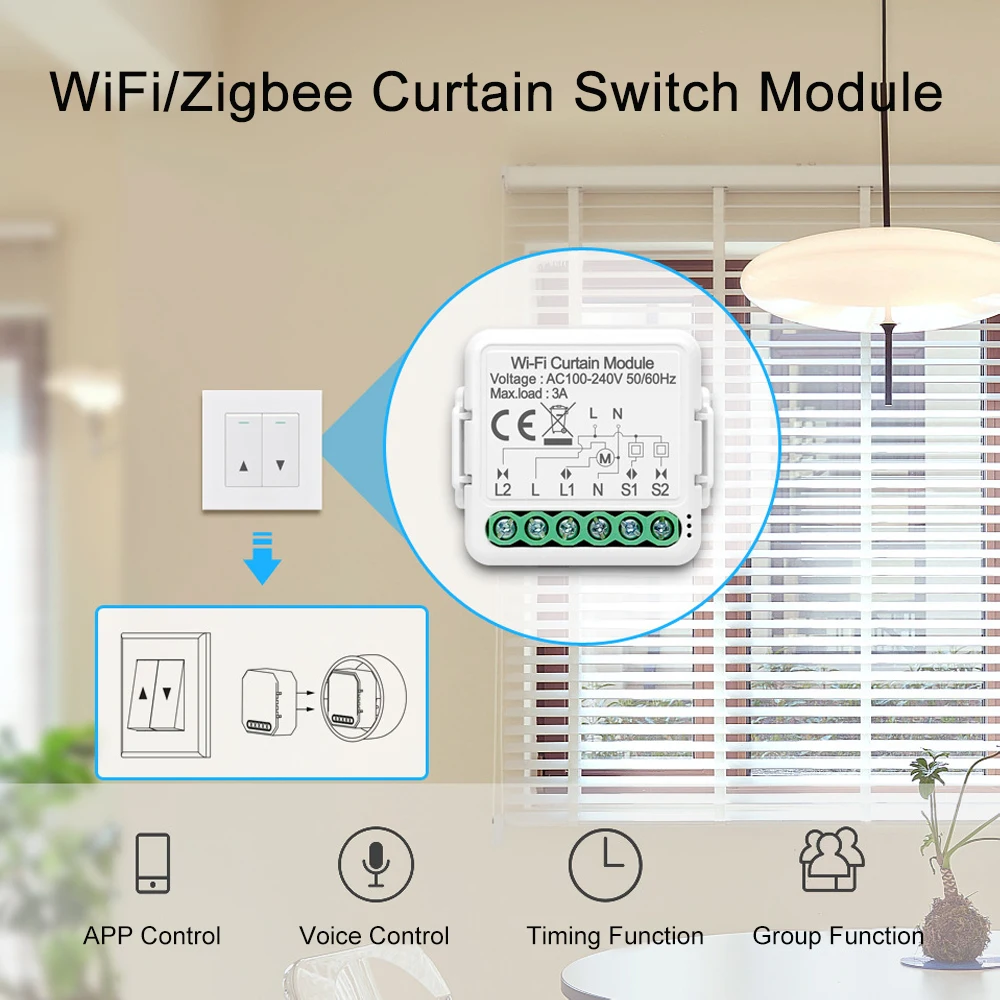 Tuya WiFi/Zigbee وحدة تبديل الستار الذكية الستائر الدوارة مصراع المحرك الكهربائي App التحكم عن بعد دعم أليكسا جوجل المنزل
