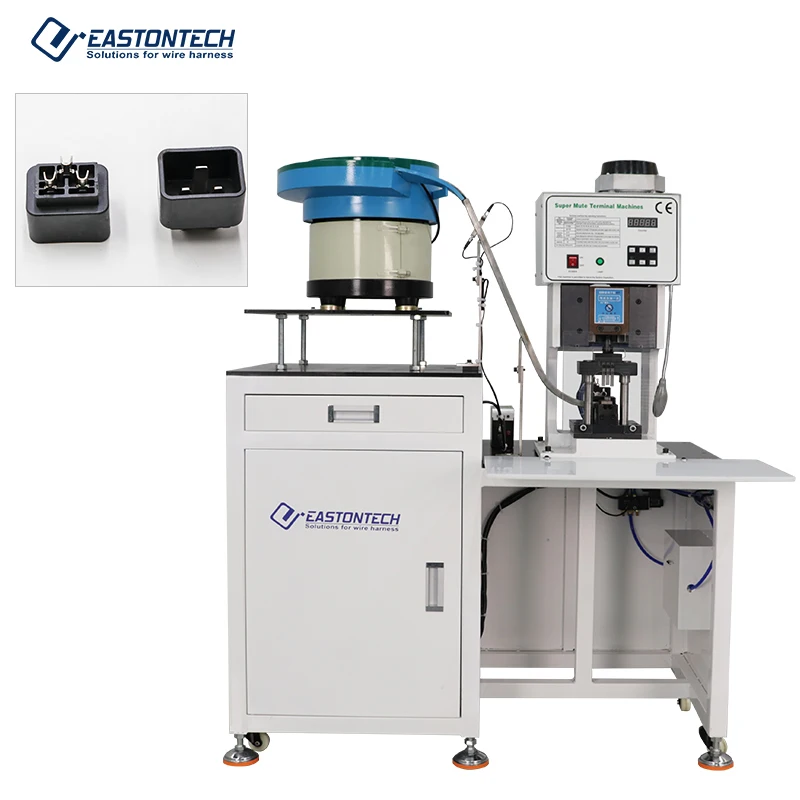 Vibrating Plate Feeding Electric Cable 2 Pin 3 Pin Plug Insertion Crimping Machine EW-5055A AC Power Plug Manufacturing Machine