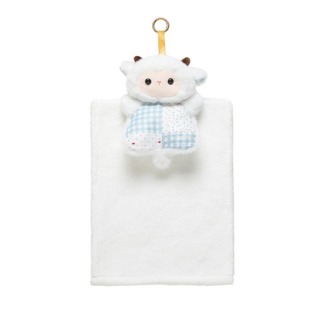 Cartoon Doll Hanging Hand Towel Absorbent Hanging Cleaning Hand Cloth Cat Lamb Handkerchief for Kitchen Bathroom