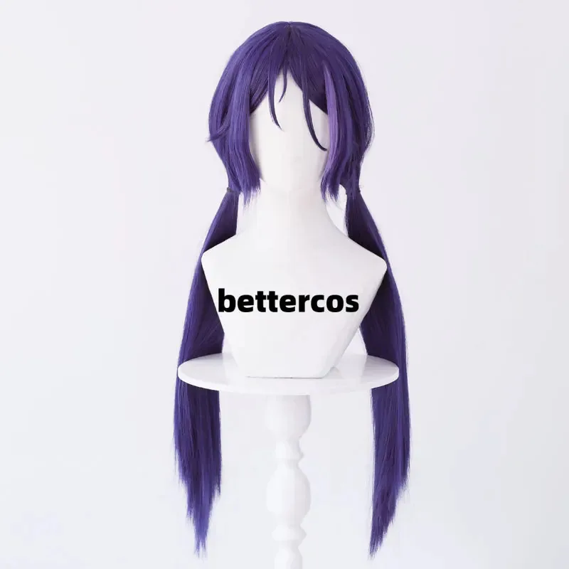 Peruka do Cosplayu MiSide Crazy 60cm Niebiesko-Fioletowa Mieszana Peruka z Kucykiem Mita Anime Cosplay Odporna na Ciepło Syntetyczne Włosy