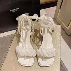 2025 Sandals Comfort Shoes for Women Anti-Skid High Heels Espadrilles Platform Suit Female Beige New Fashion High-heeled Girls S