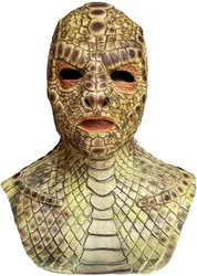 Reptile Snake Skin Mask with Neckline Creepy Devil Demon Ghost Monster Full Head Latex Cosplay Party Mask