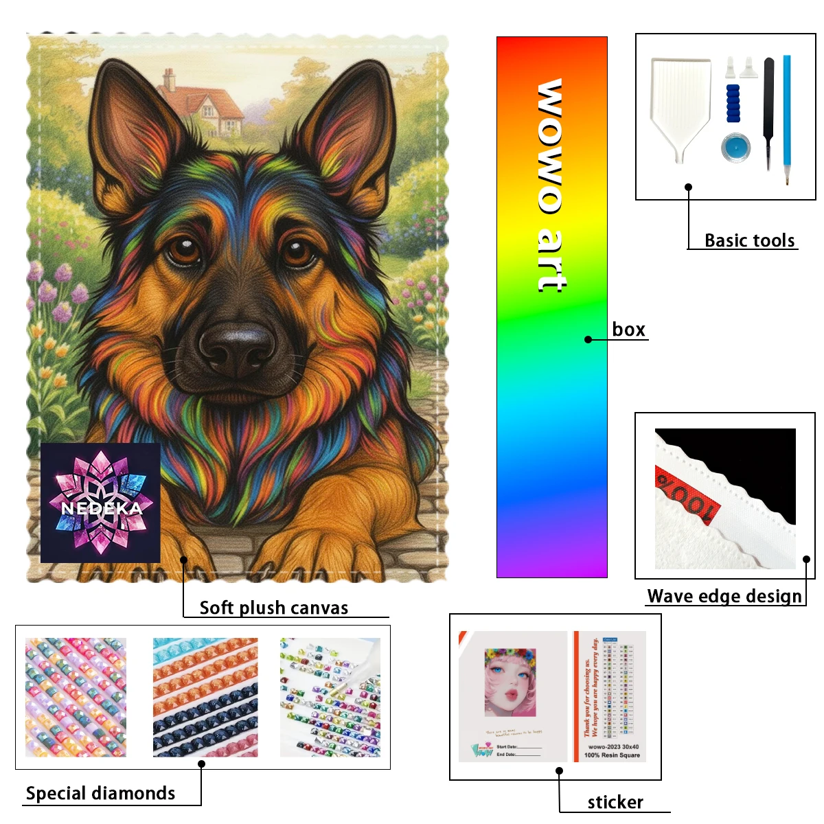 

【NEDEKA_ Diamond Art】A wolfdog AB Rhinestone FD Rhinestone Perfect Resin Diamond